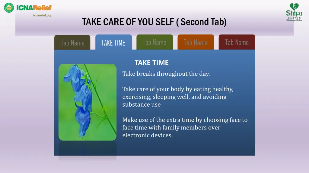 take care of you self second tab