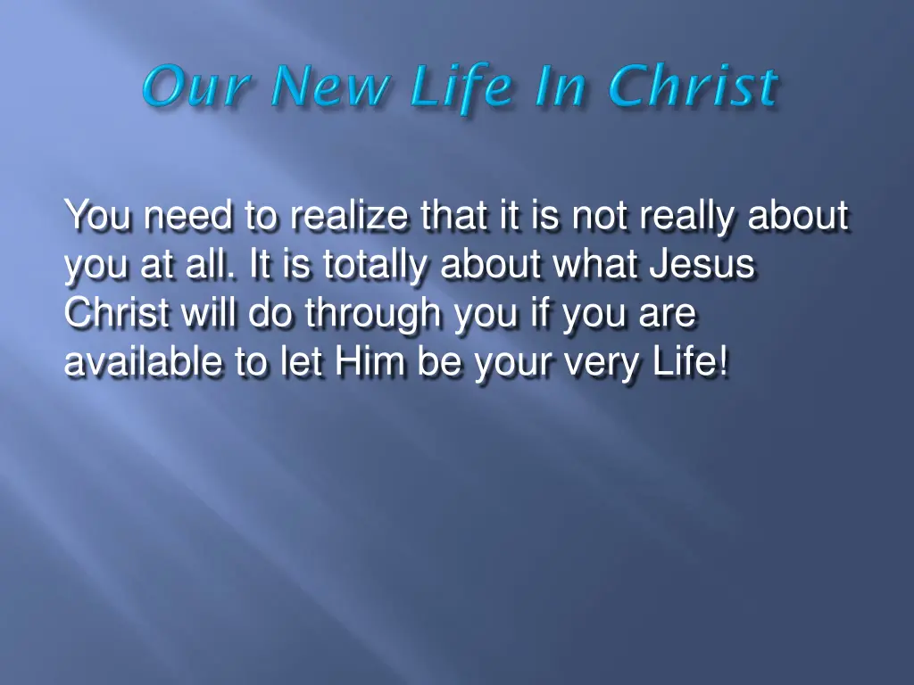 you need to realize that it is not really about
