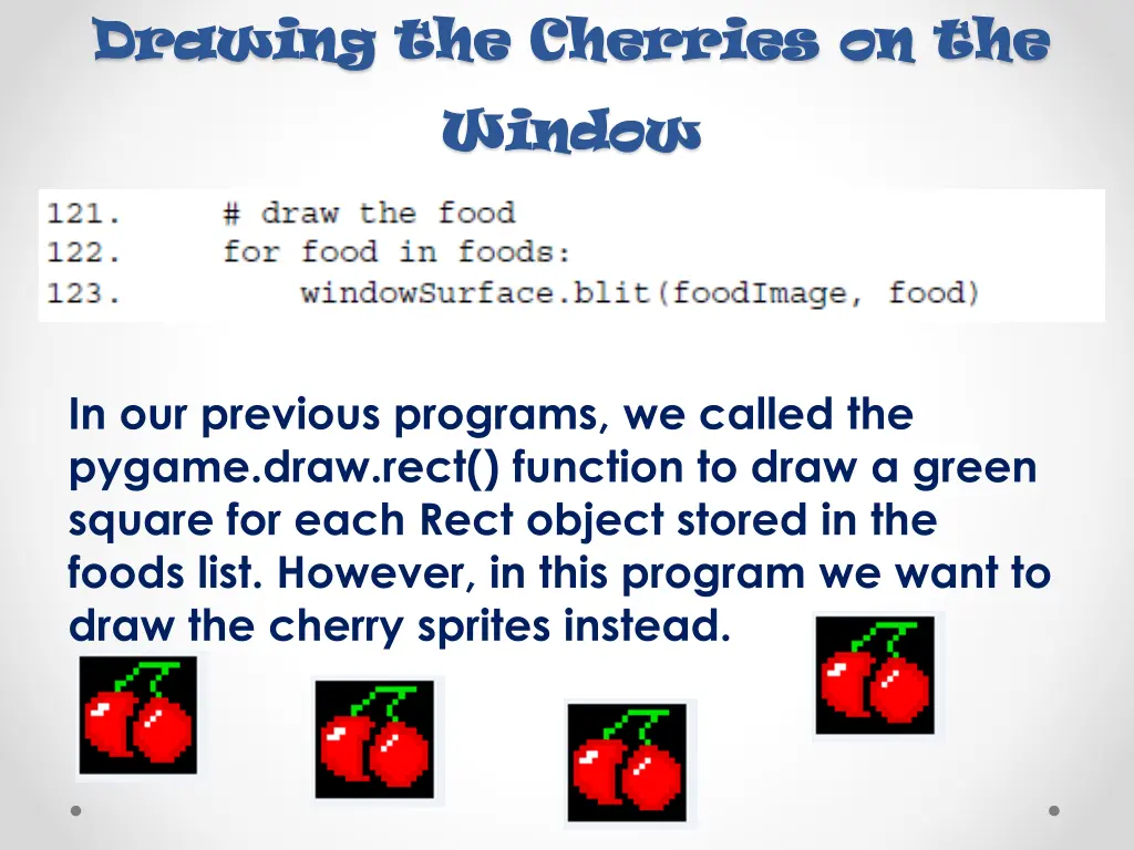 drawing the cherries on the drawing the cherries