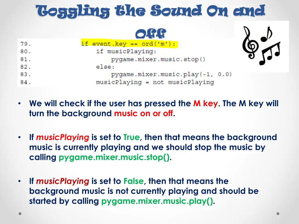 toggling the sound on and toggling the sound