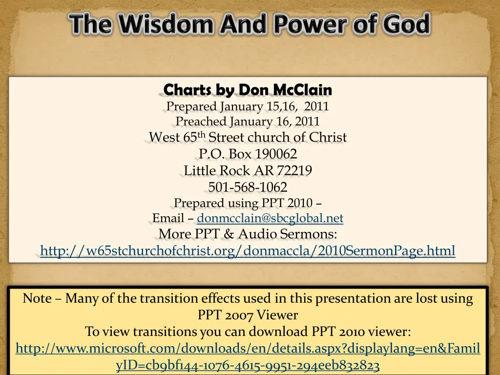 charts by don mcclain prepared january 15 16 2011