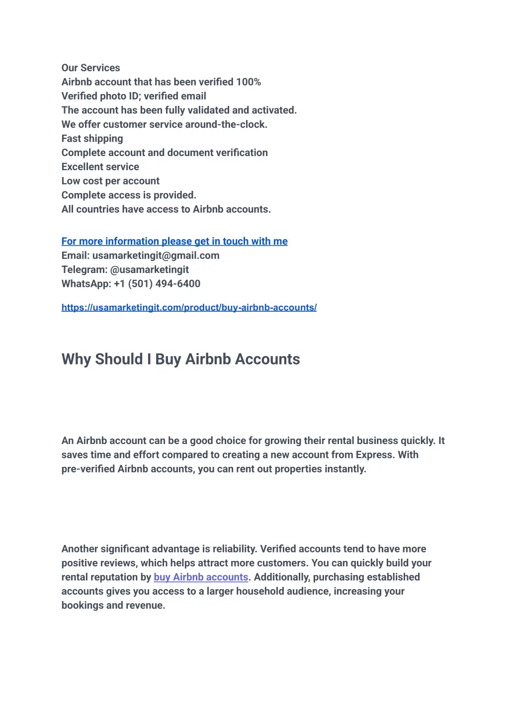 our services airbnb account that has been
