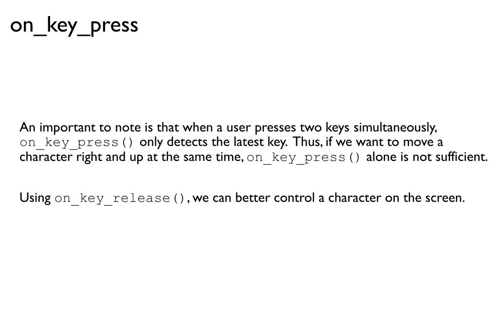 on key press