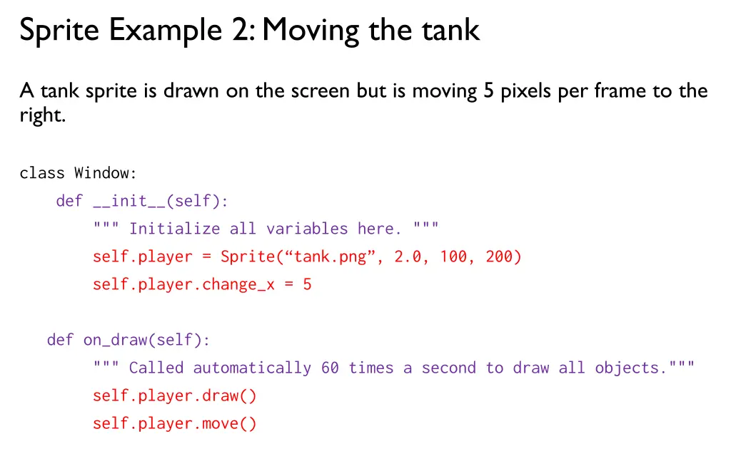 sprite example 2 moving the tank