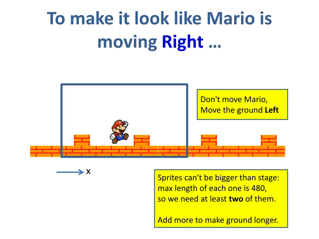 to make it look like mario is moving right