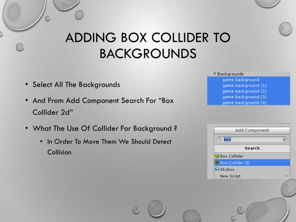 adding box collider to backgrounds