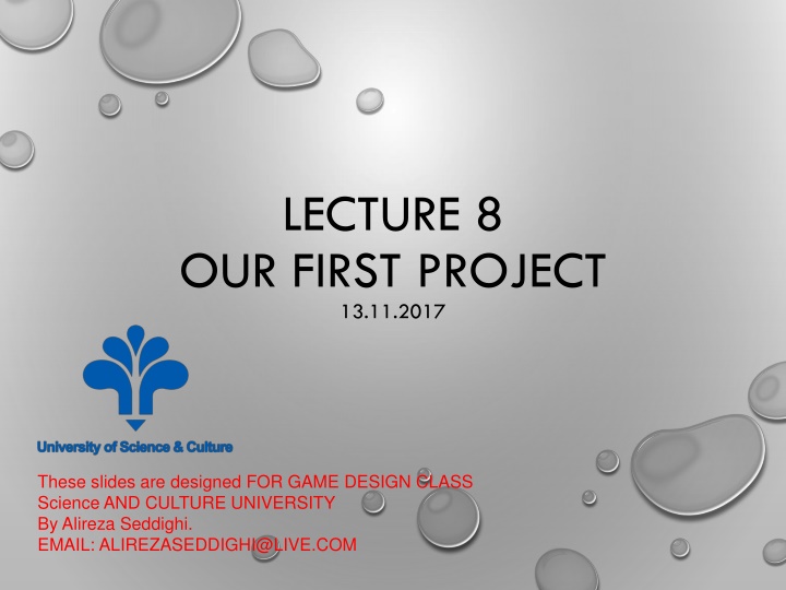 lecture 8 our first project 13 11 2017