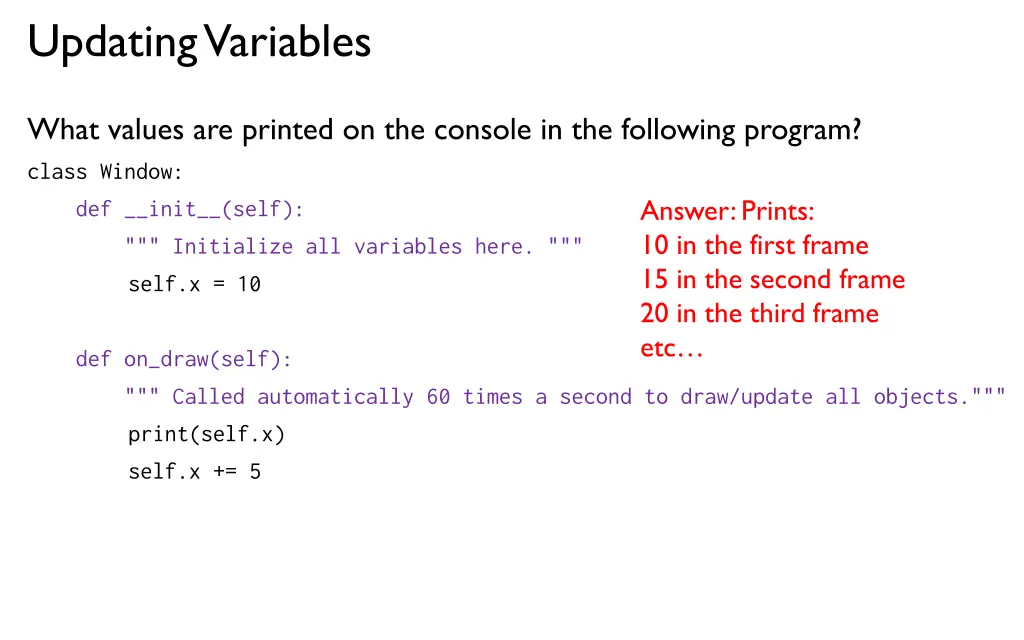 updating variables