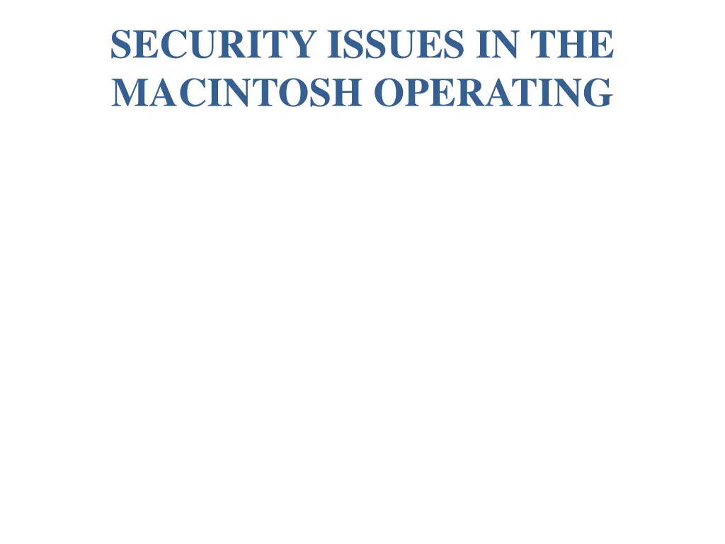 security issues in the macintosh operating
