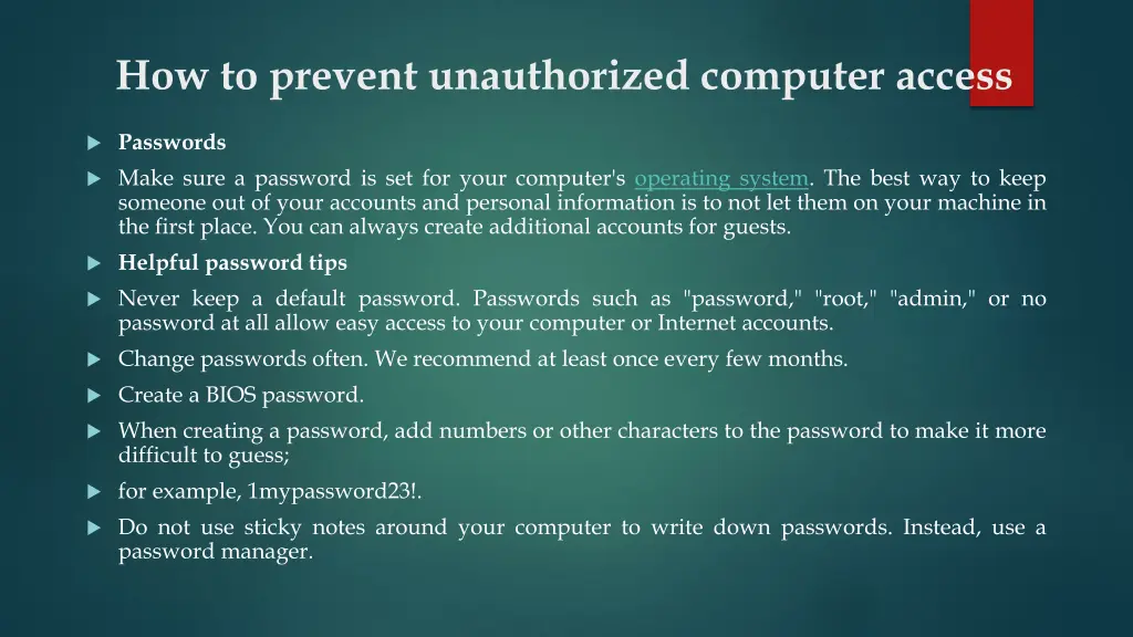 how to prevent unauthorized computer access