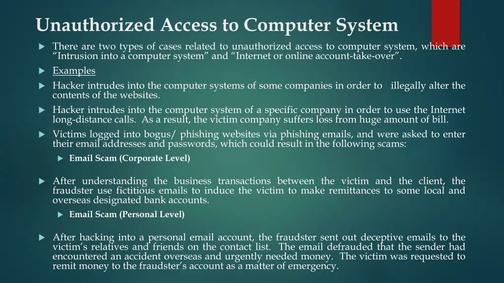unauthorized access to computer system there
