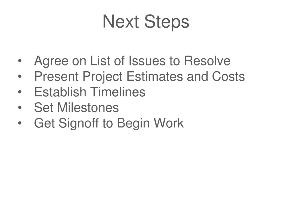 next steps