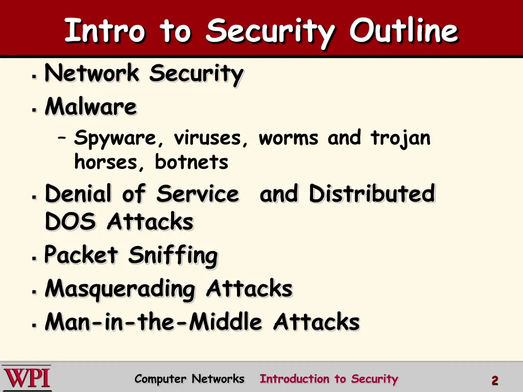 intro to security outline network security