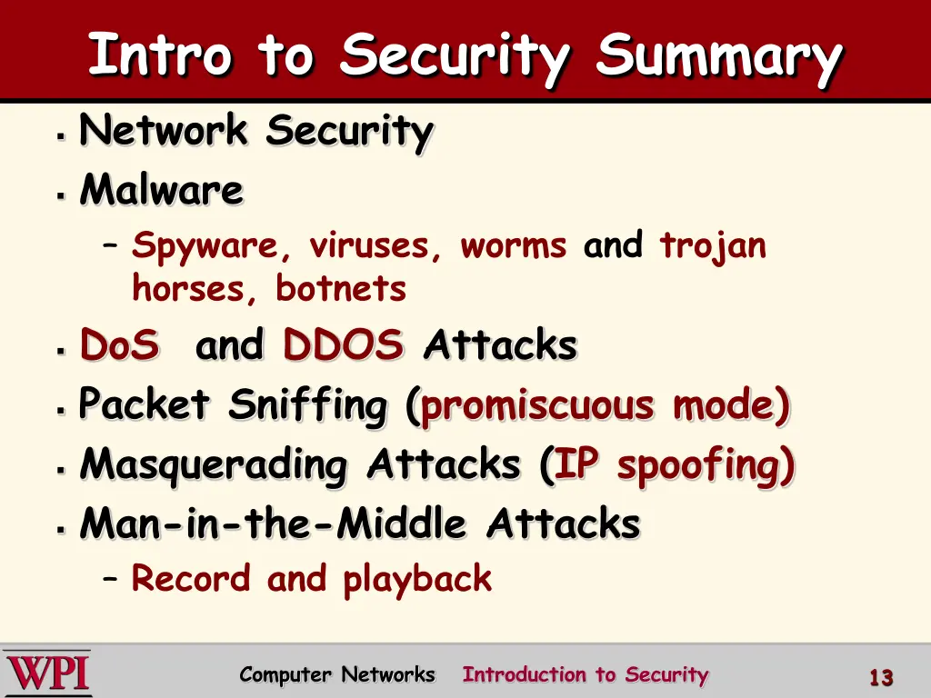 intro to security summary network security