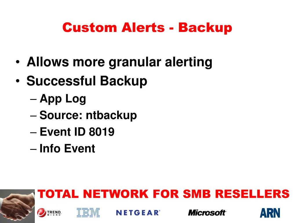 custom alerts backup