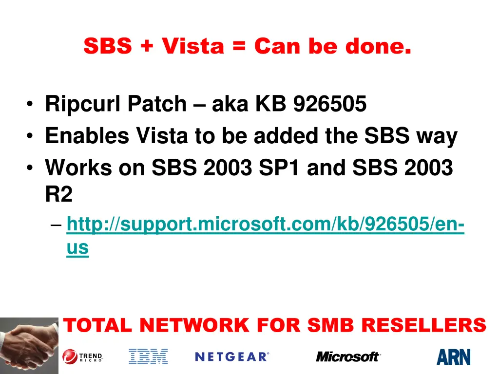 sbs vista can be done