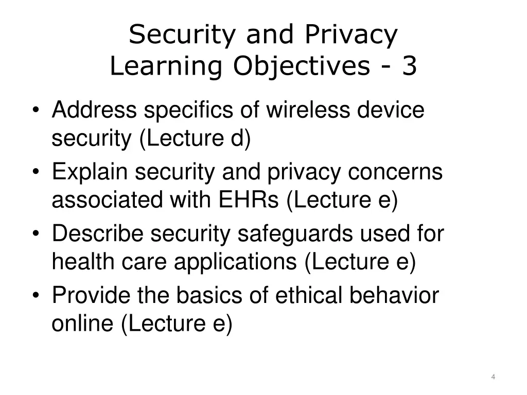 security and privacy learning objectives 3