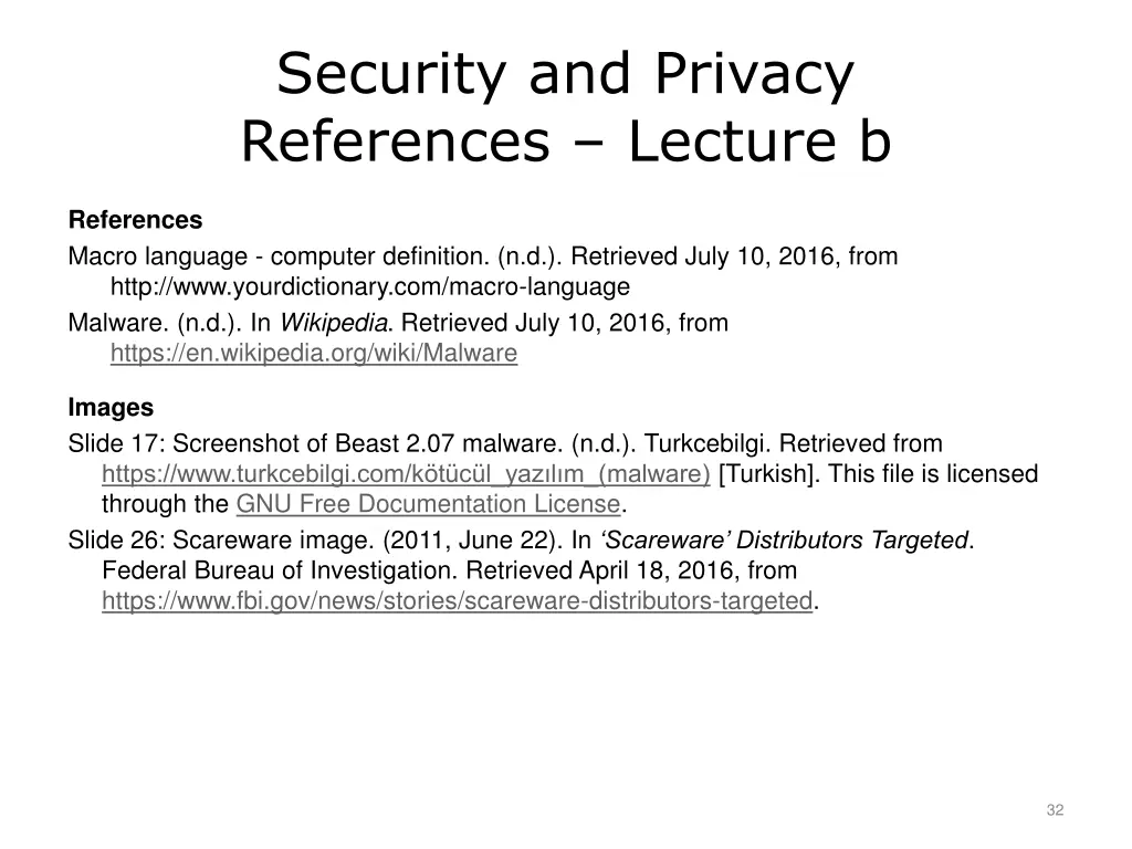 security and privacy references lecture b