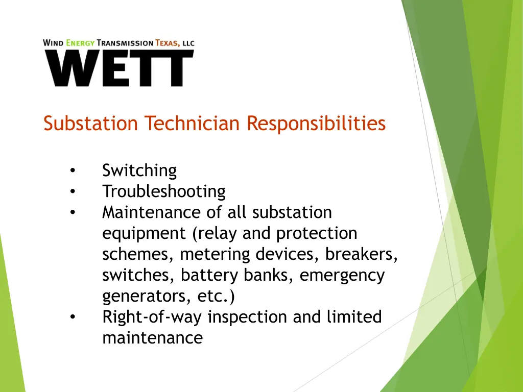 substation technician responsibilities