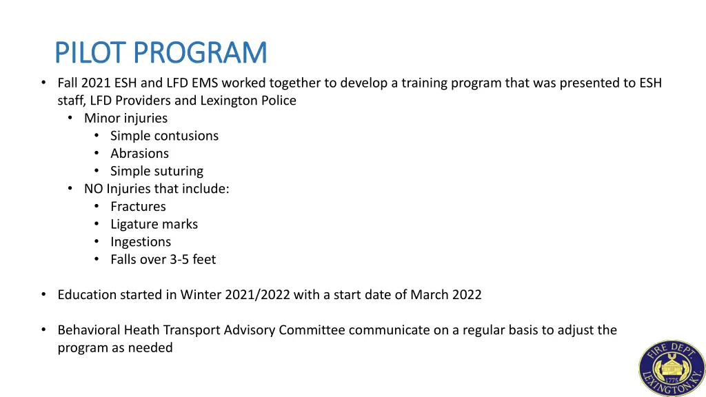 pilot program pilot program fall 2021