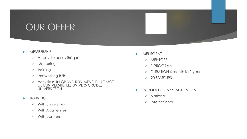 our offer