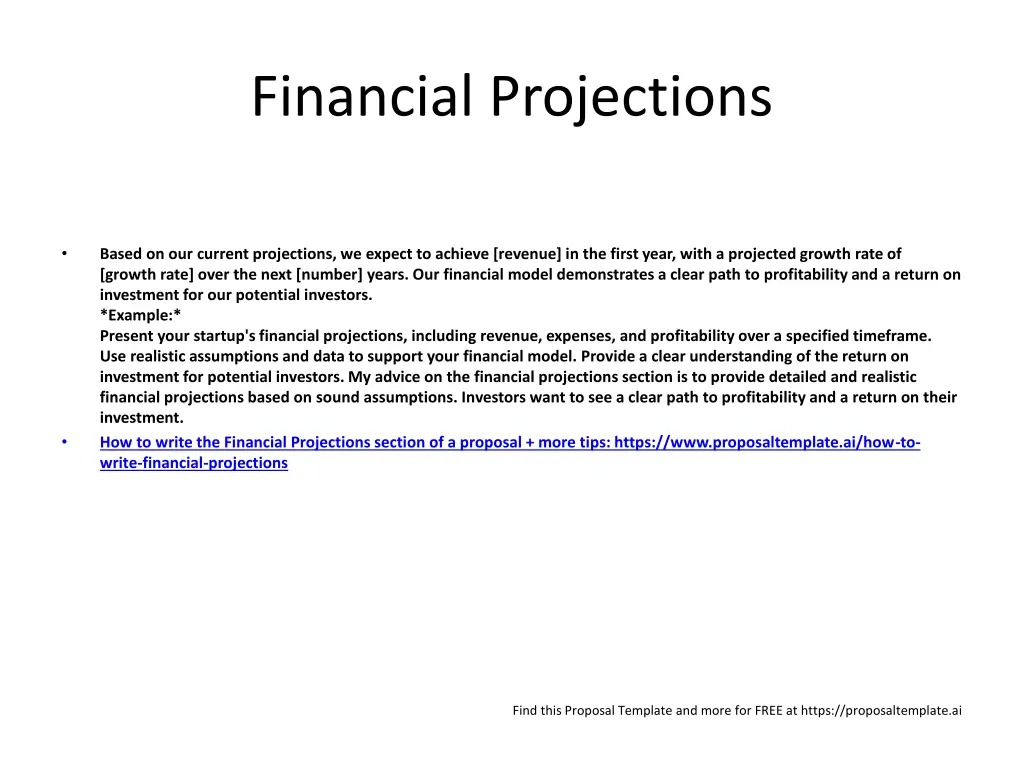 financial projections