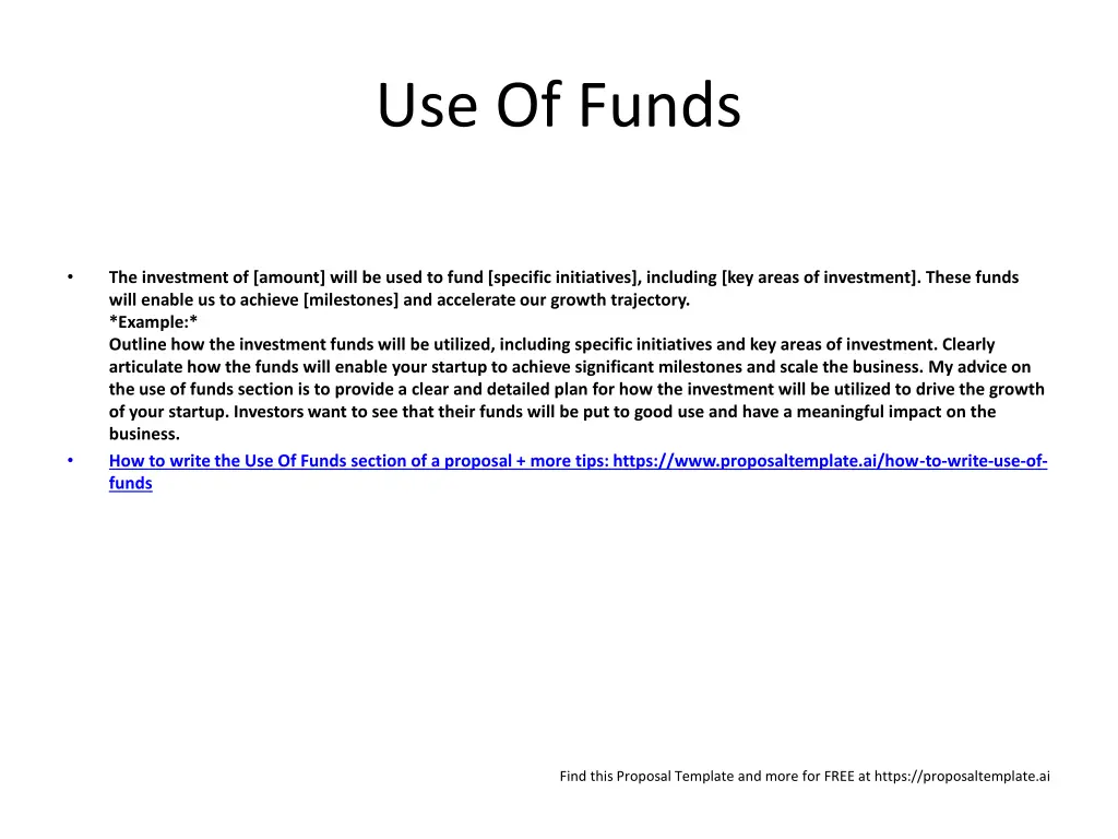 use of funds