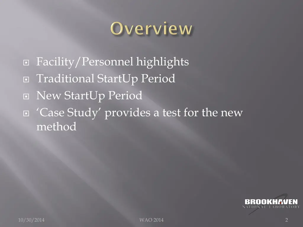 facility personnel highlights traditional startup