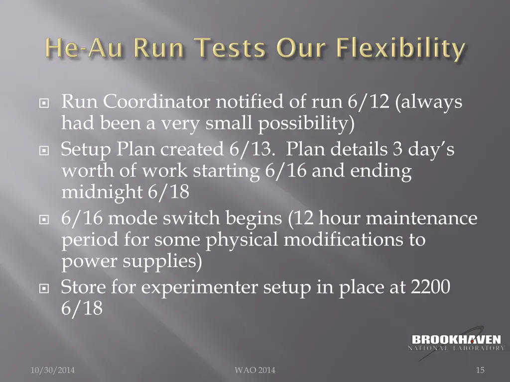 run coordinator notified of run 6 12 always
