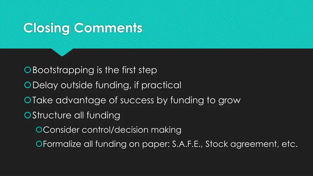 closing comments