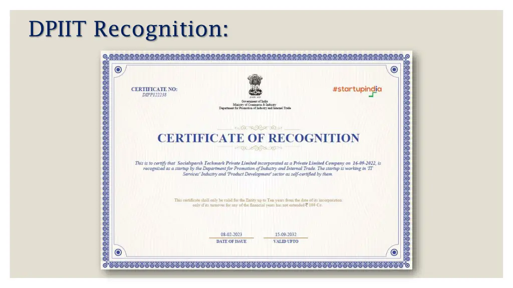 dpiit recognition