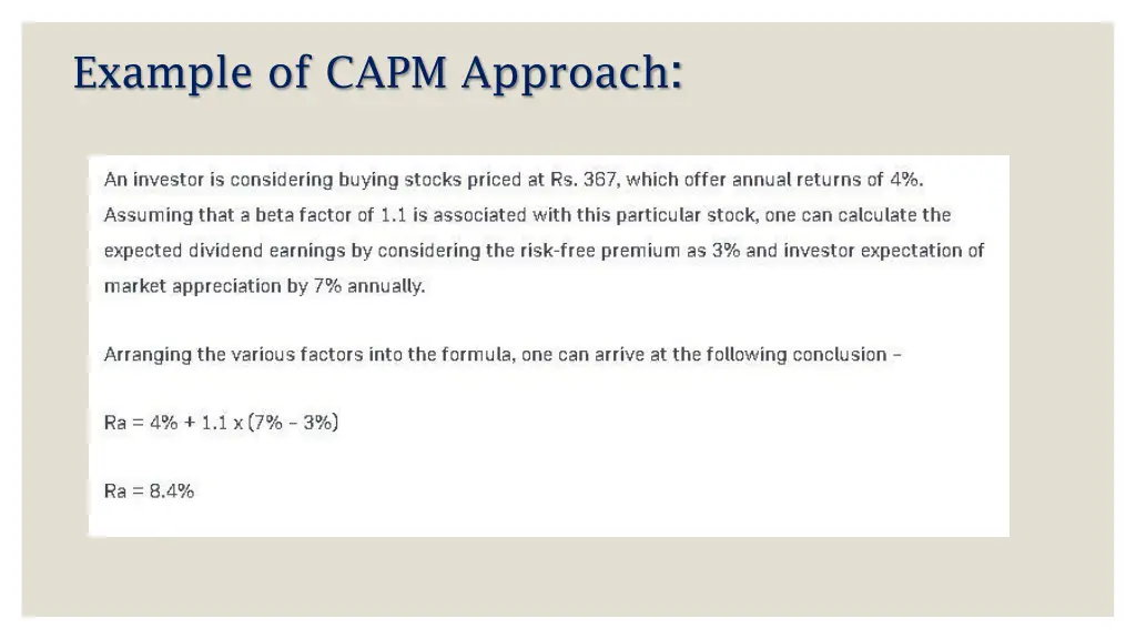 example of capm approach