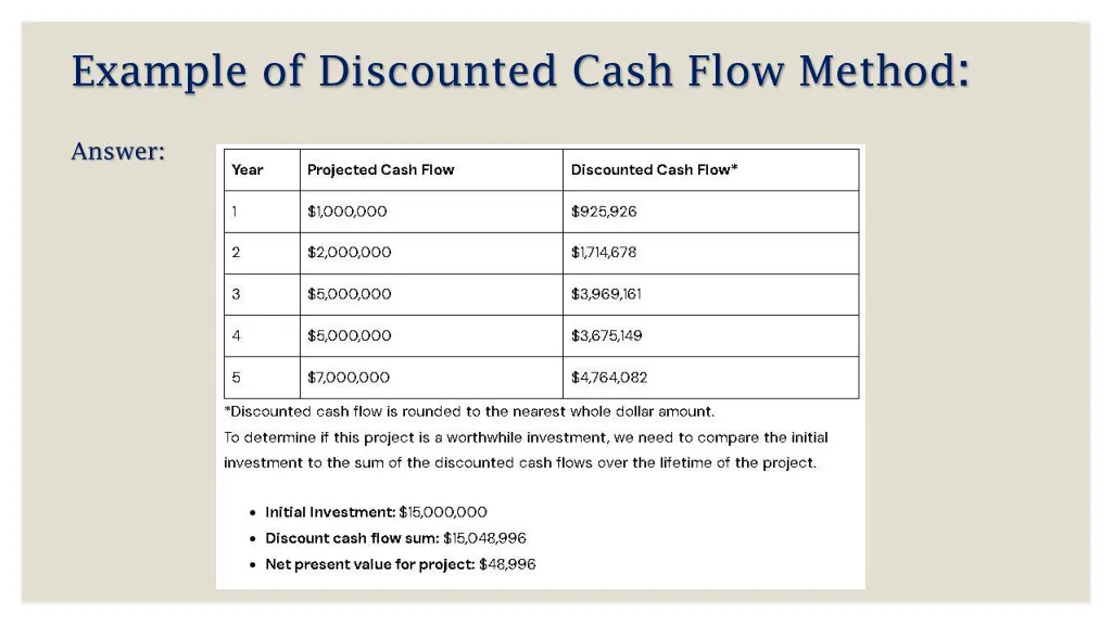 example of discounted cash flow method 1