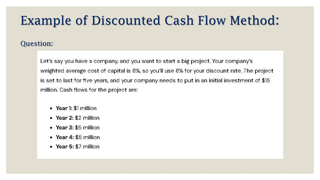 example of discounted cash flow method