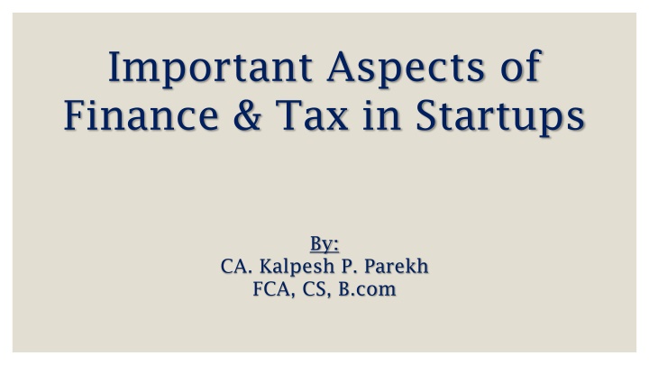 important aspects of finance tax in startups