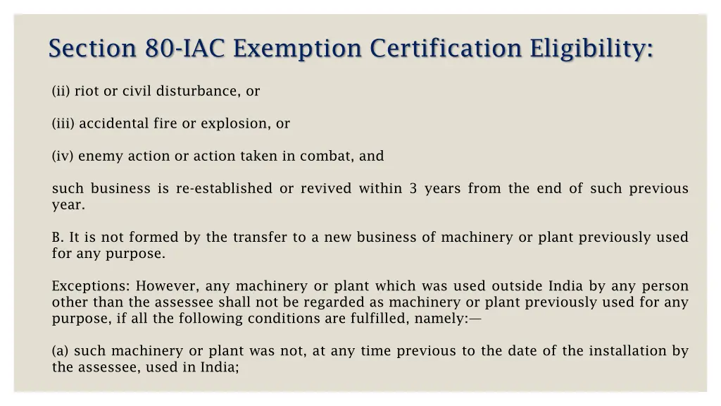 section 80 iac exemption certification eligibility 2