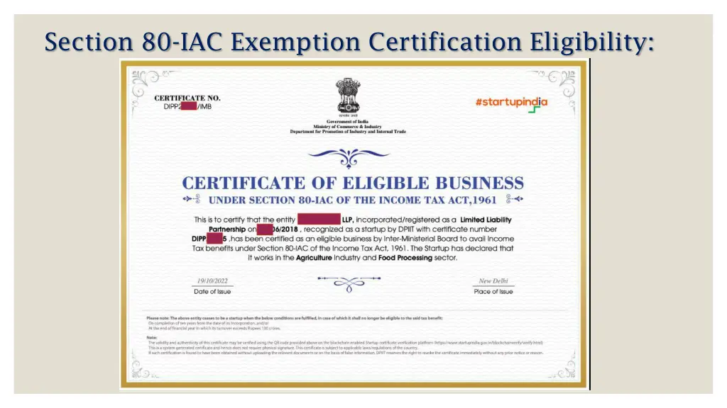 section 80 iac exemption certification eligibility 6