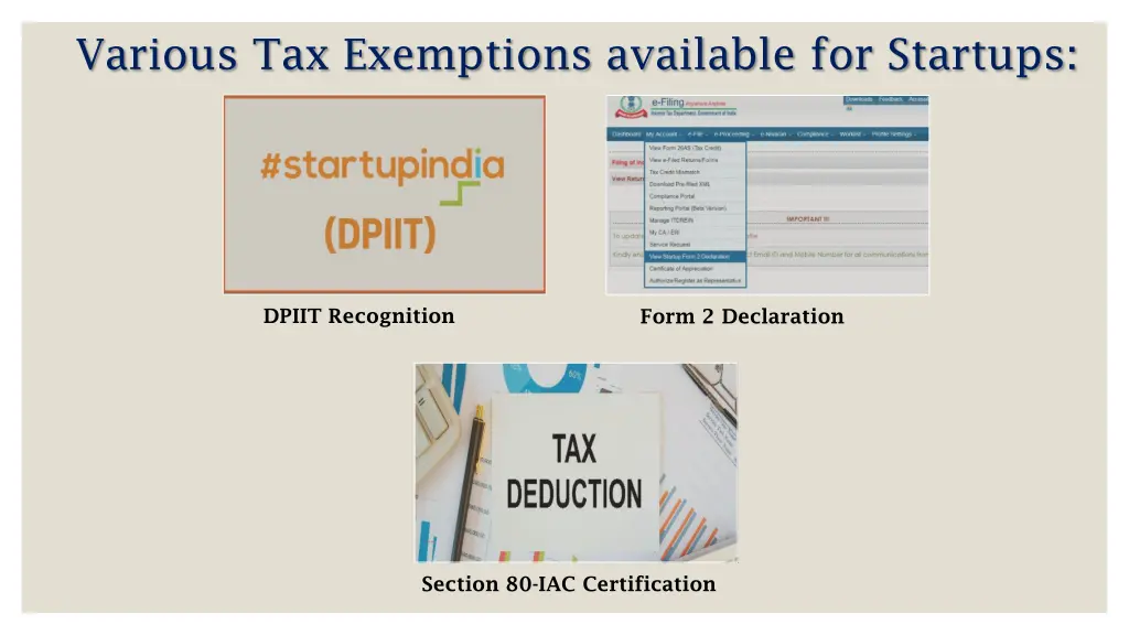 various tax exemptions available for startups