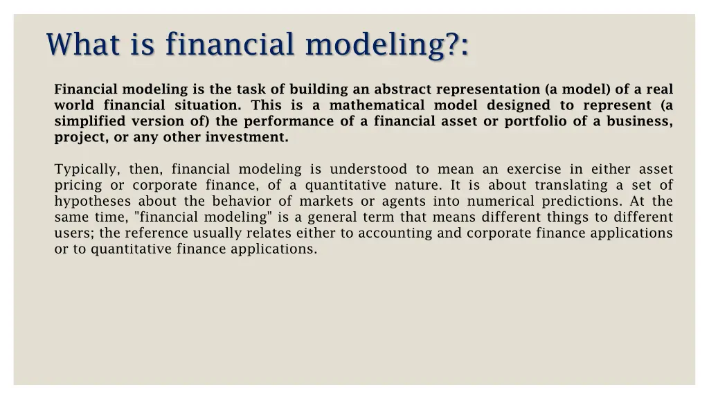 what is financial modeling