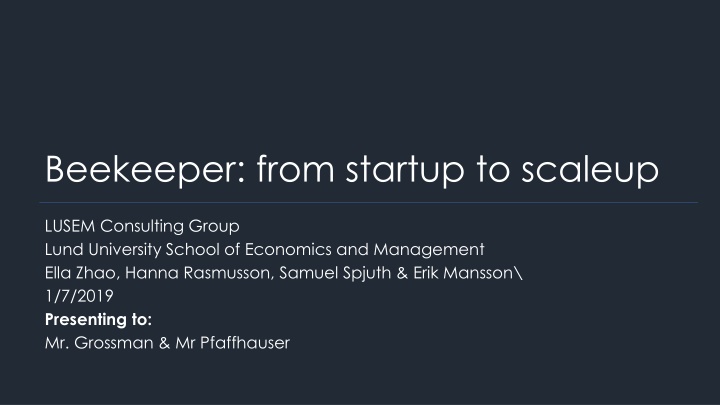 beekeeper from startup to scaleup
