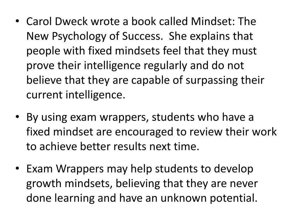 carol dweck wrote a book called mindset