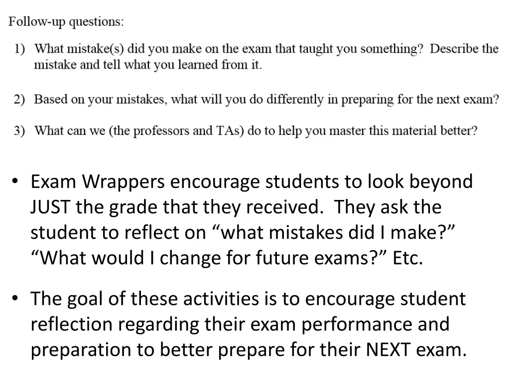 exam wrappers encourage students to look beyond