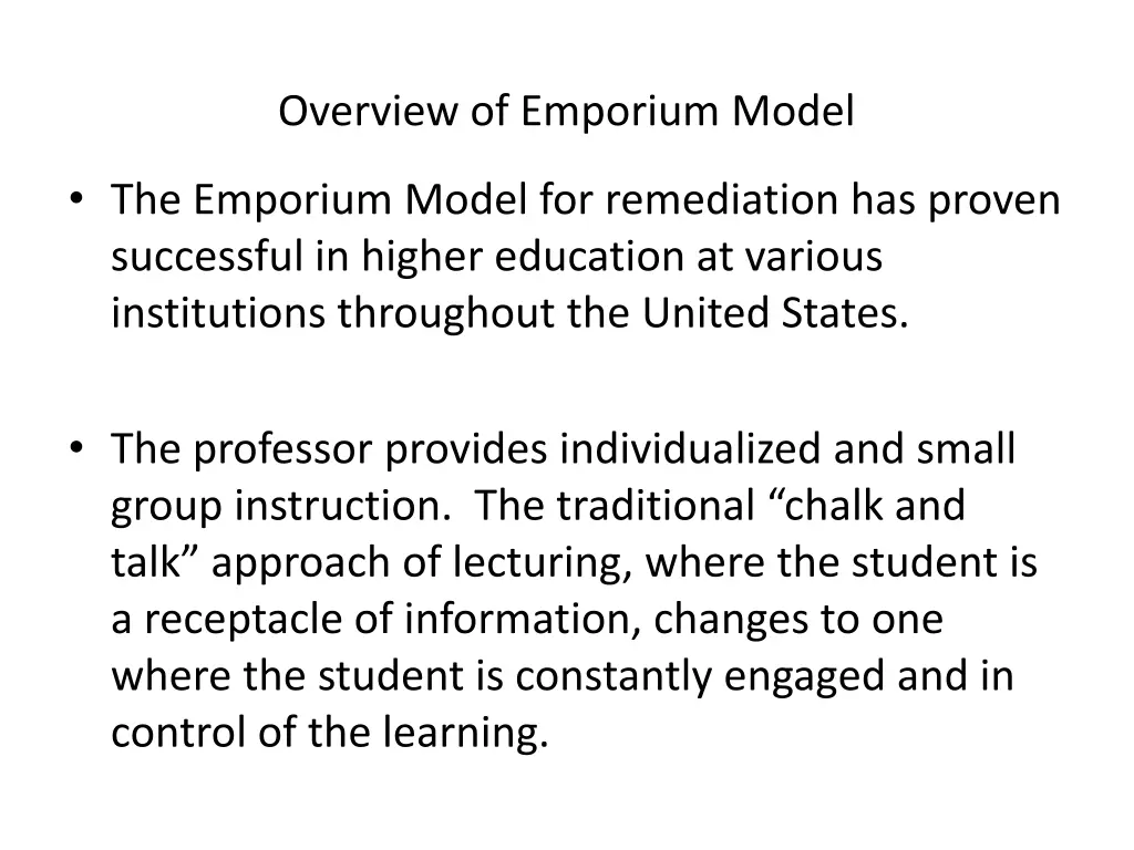 overview of emporium model