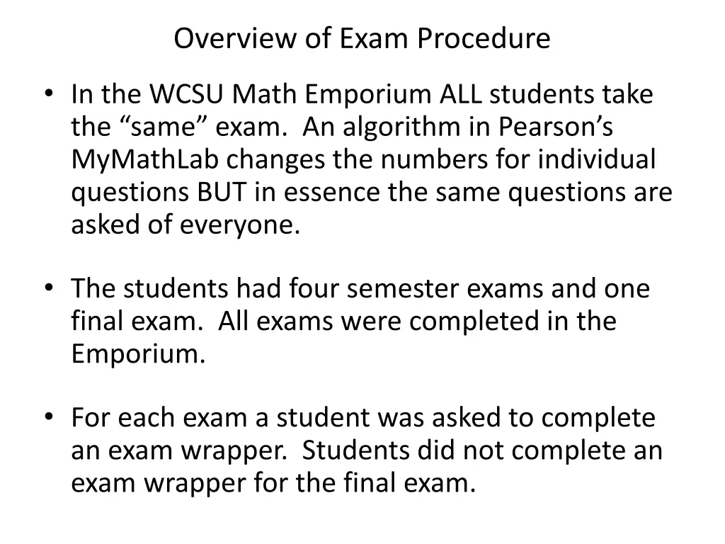 overview of exam procedure