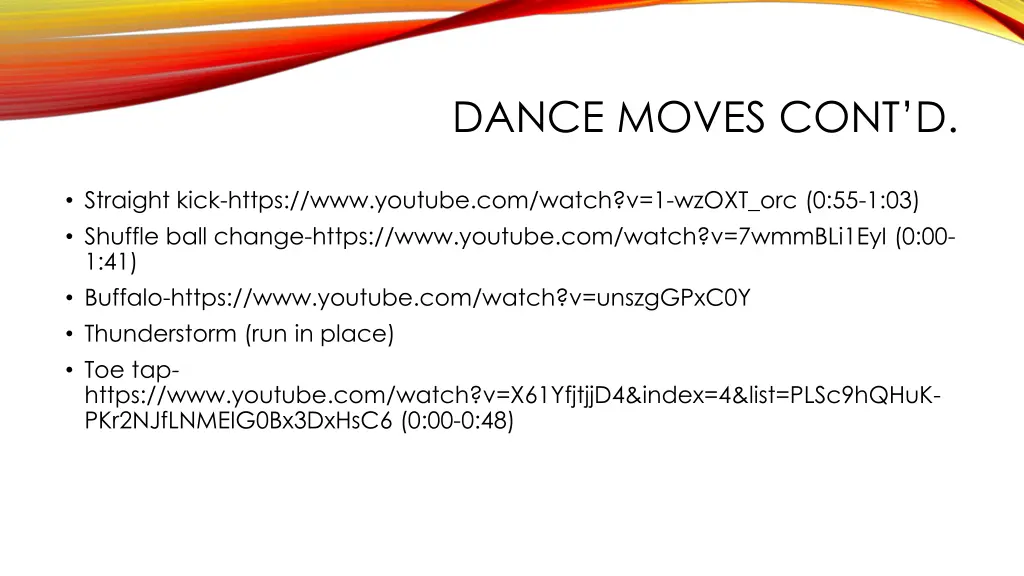 dance moves cont d