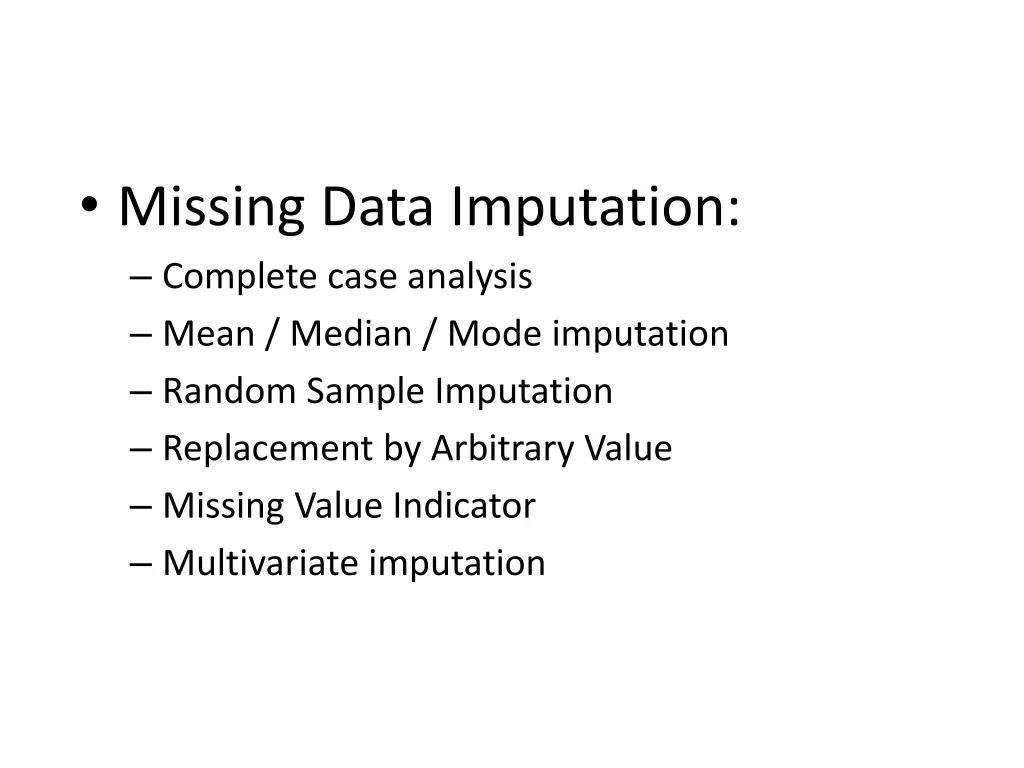 missing data imputation complete case analysis