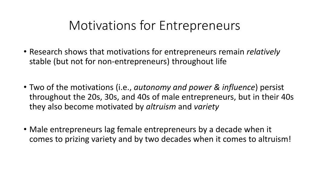 motivations for entrepreneurs