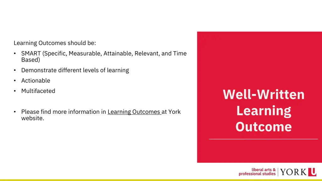 learning outcomes should be smart specific