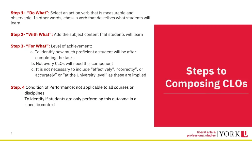 step 1 do what select an action verb that