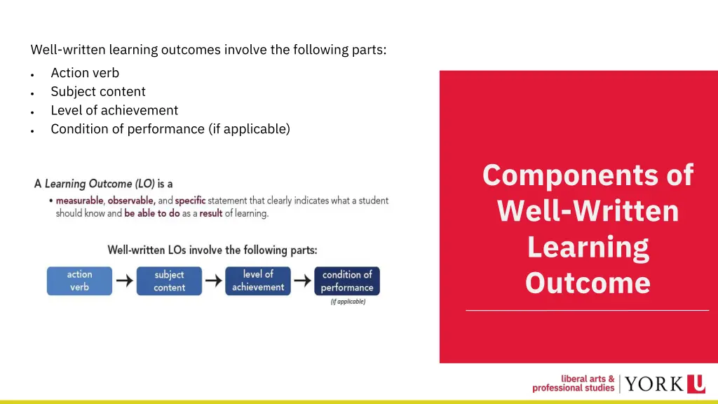 well written learning outcomes involve